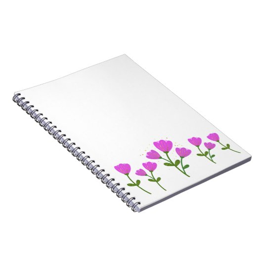 ピンクの花の螺線形の写真のノート ノートブック (右側)
