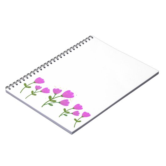 ピンクの花の螺線形の写真のノート ノートブック (左側)
