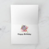 ピンクの花の誕生日カードに載っている カード (内部)
