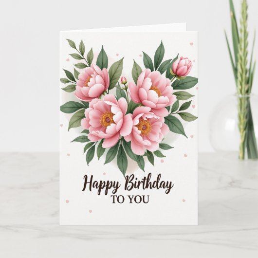 ピンクの花の誕生日カード カード (正面)