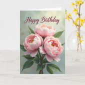 ピンクの花の誕生日カード カード (黄色い花)