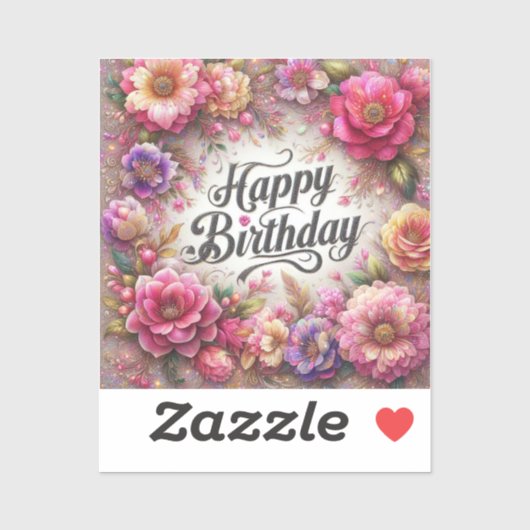 ピンクの花の誕生日シール シール (シート)