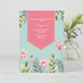 ピンクの花の誕生日パーティーへの招待 招待状 (スタンド正面)