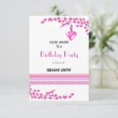 ピンクの花の誕生日パーティー招待状 招待状 (スタンド正面)