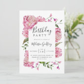 ピンクの花の誕生日パーティー 招待状 (スタンド正面)