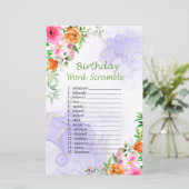 ピンクの花の誕生日ワードスクランブルゲーム (スタンド正面)