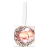 ピンクの花の誕生Statsのカスタムの写真 キューブオーナメント (正面)