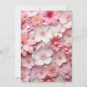 ピンクの花の贅沢な誕生日 招待状 (裏面)