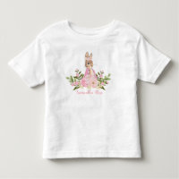 ピンクの花の赤ちゃんウサギの誕生日幼児用Tシャツ