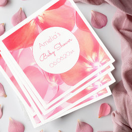 ピンクの花の赤ちゃんシャワー スタンダードカクテルナプキン