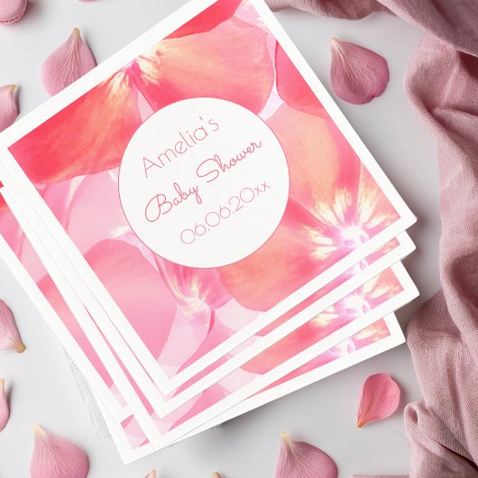 ピンクの花の赤ちゃんシャワー スタンダードカクテルナプキン