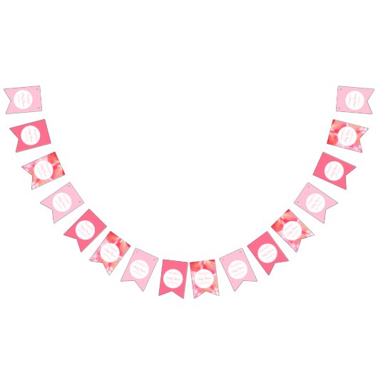 ピンクの花の赤ちゃんシャワー バンティングフラッグ (全)