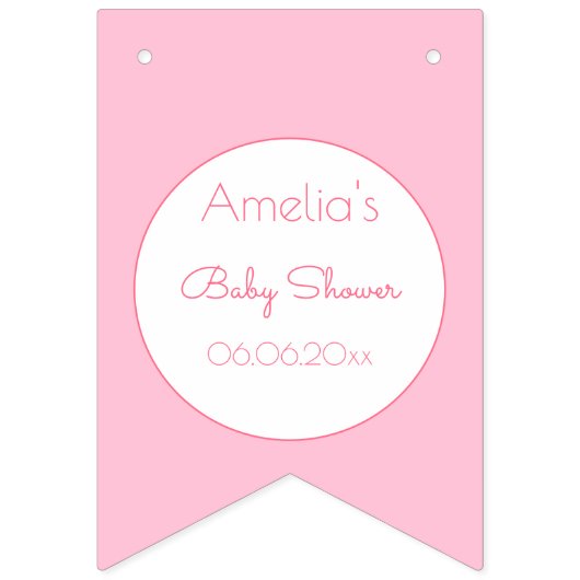 ピンクの花の赤ちゃんシャワー バンティングフラッグ (第1の旗)