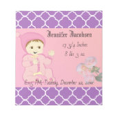 ピンクの花の赤ちゃん女の子 ノートパッド (正面)