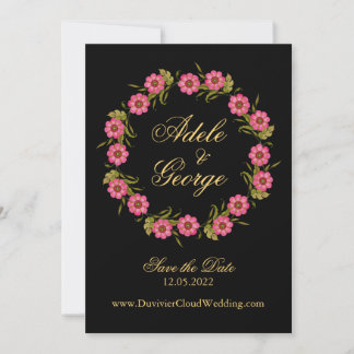 ピンクの花の輪でSave The Date セーブザデート