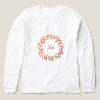 ピンクの花の輪のシンプル トライブレンドＴシャツ