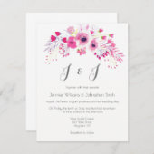 ピンクの花の輪の結婚式招待状 招待状 (正面/裏面)