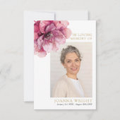 ピンクの花の追悼 葬儀 祈り フォトカード (正面)