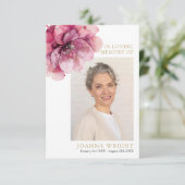 ピンクの花の追悼 葬儀 祈り フォトカード (スタンド正面)