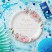 ピンクの花の還暦パーティー ペーパープレート (パーティー)