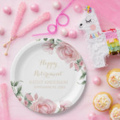 ピンクの花の還暦パーティー ペーパープレート (パーティー)