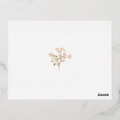 ピンクの花の野の花植物モチーフのREAL+GOLDのRSVPカード 箔招待状ポストカード (裏面)