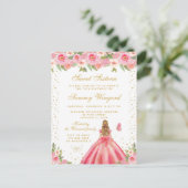 ピンクの花の金髪プリンセス スイート16 ポストカード (スタンド正面)