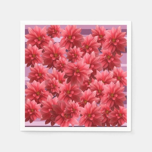 ピンクの花の開花 スタンダードカクテルナプキン (正面)