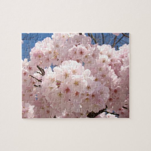 ピンクの花の開花 春のユニークなパズル ジグソーパズル (横)