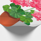 ピンクの花の青い蝶のラッピングペーパー ラッピングペーパー (角)