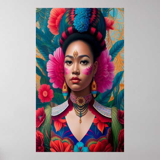 ピンクの花の頬のあるプリンセス ポスター (正面)