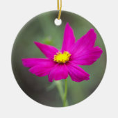 ピンクの花の飾り セラミックオーナメント (正面)