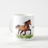 ピンクの花の馬 コーヒーマグカップ (正面左)