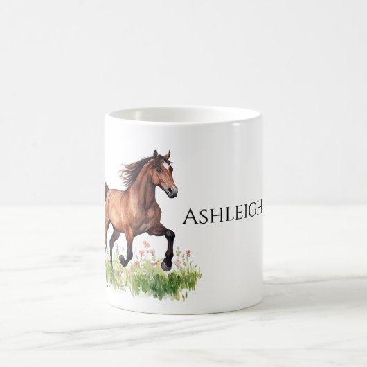 ピンクの花の馬 コーヒーマグカップ (中央)
