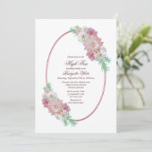 ピンクの花の高茶 ブライダルシャワー 招待状 (スタンド正面)