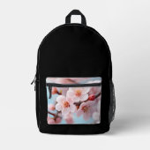 ピンクの花の魔法 プリントバックパック (正面)
