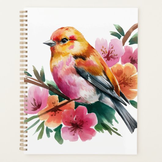 ピンクの花の鳥 プランナー手帳 (正面)