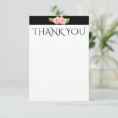 ピンクの花の黒のストライブ柄カードありがとう サンキューカード (スタンド正面)