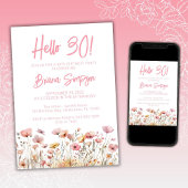 ピンクの花の30歳の誕生日パーティー 招待状