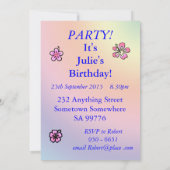 ピンクの花の66歳誕生日パーティー招待状 招待状 (裏面)