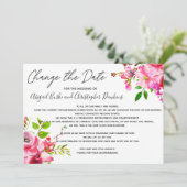 ピンクの花の 日程変更または延期のお知らせ 招待状 (スタンド正面)