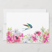 ピンクの花の bloom 芸術的なウェディング セーブザデート (裏面)