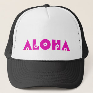 ピンクの花のAloha キャップ