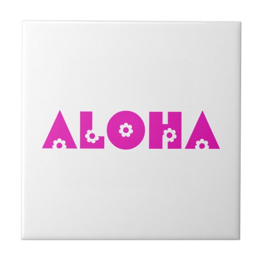 ピンクの花のAloha タイル (正面)