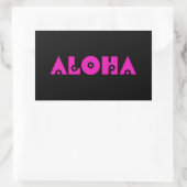 ピンクの花のAloha 長方形シール (バッグ)