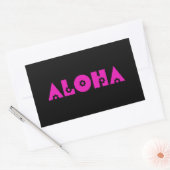 ピンクの花のAloha 長方形シール (封筒)