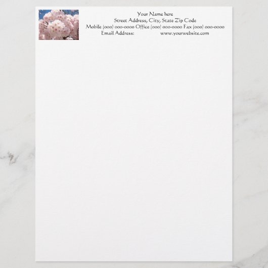 ピンクの花のLetterhead カスタムデザイン レターヘッド (正面)