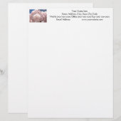 ピンクの花のLetterhead カスタムデザイン レターヘッド (正面/裏面)
