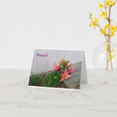 ピンクの花のnotecard カード (黄色い花)