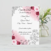 ピンクの花のSave the Dateカード｜ロマンチック｜ セーブザデート (スタンド正面)